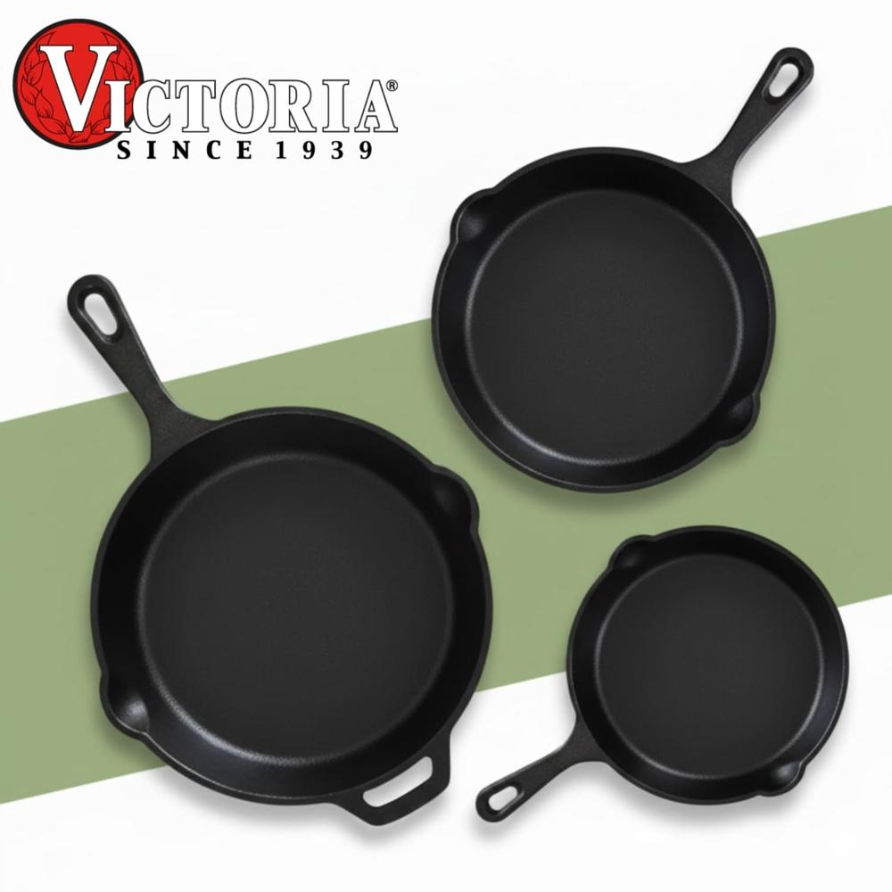 Set De Sartenes Victoria 3 Piezas Hierro Fundido Set De Sartenes Victoria 3 Piezas Hierro Fundido