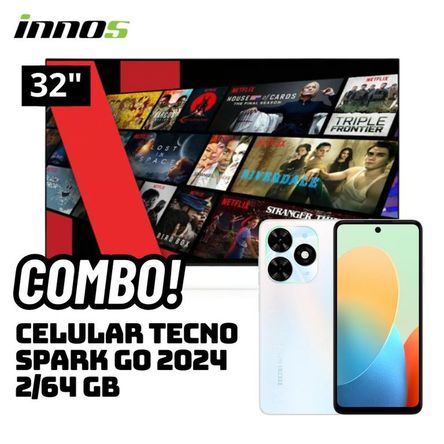 TELEVISOR INNOS 32 SMART TV ANDROID TV HD LED - S3201KU + CELULAR TECNO SPARK GO 2024 2/64 GB BLANCO Negro