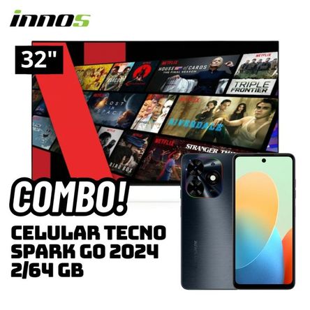 TELEVISOR INNOS 32 SMART TV ANDROID TV HD LED - S3201KU + CELULAR TECNO SPARK GO 2024 2/64 GB NEGRO Negro