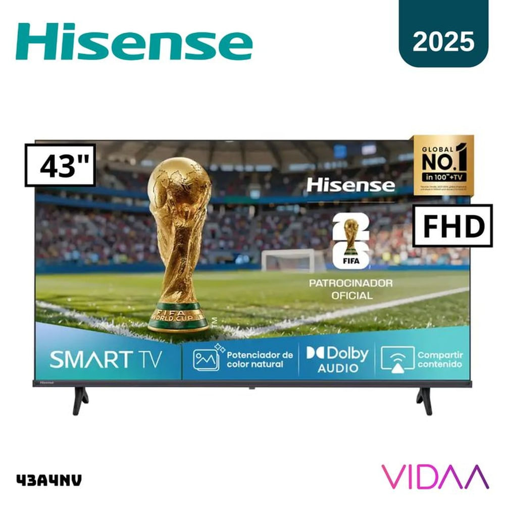 TELEVISOR HISENSE 43 SMART TV VIDAA FHD LED - 43A4NV Negro TELEVISOR HISENSE 43 SMART TV VIDAA FHD LED - 43A4NV Negro