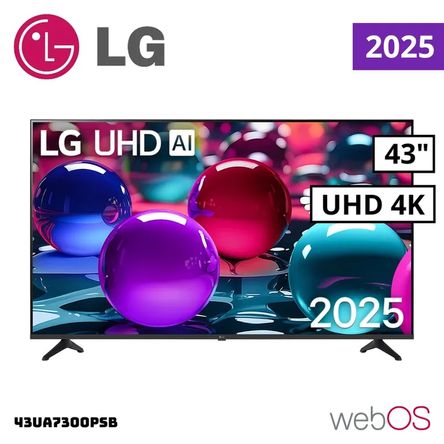 TELEVISOR LG 43 SMART TV THINQ AI WEBOS HUB 4K UHD LED 2025 - 43UA7300PSB Negro TELEVISOR LG 43 SMART TV THINQ AI WEBOS HUB 4K UHD LED 2025 - 43UA7300PSB Negro