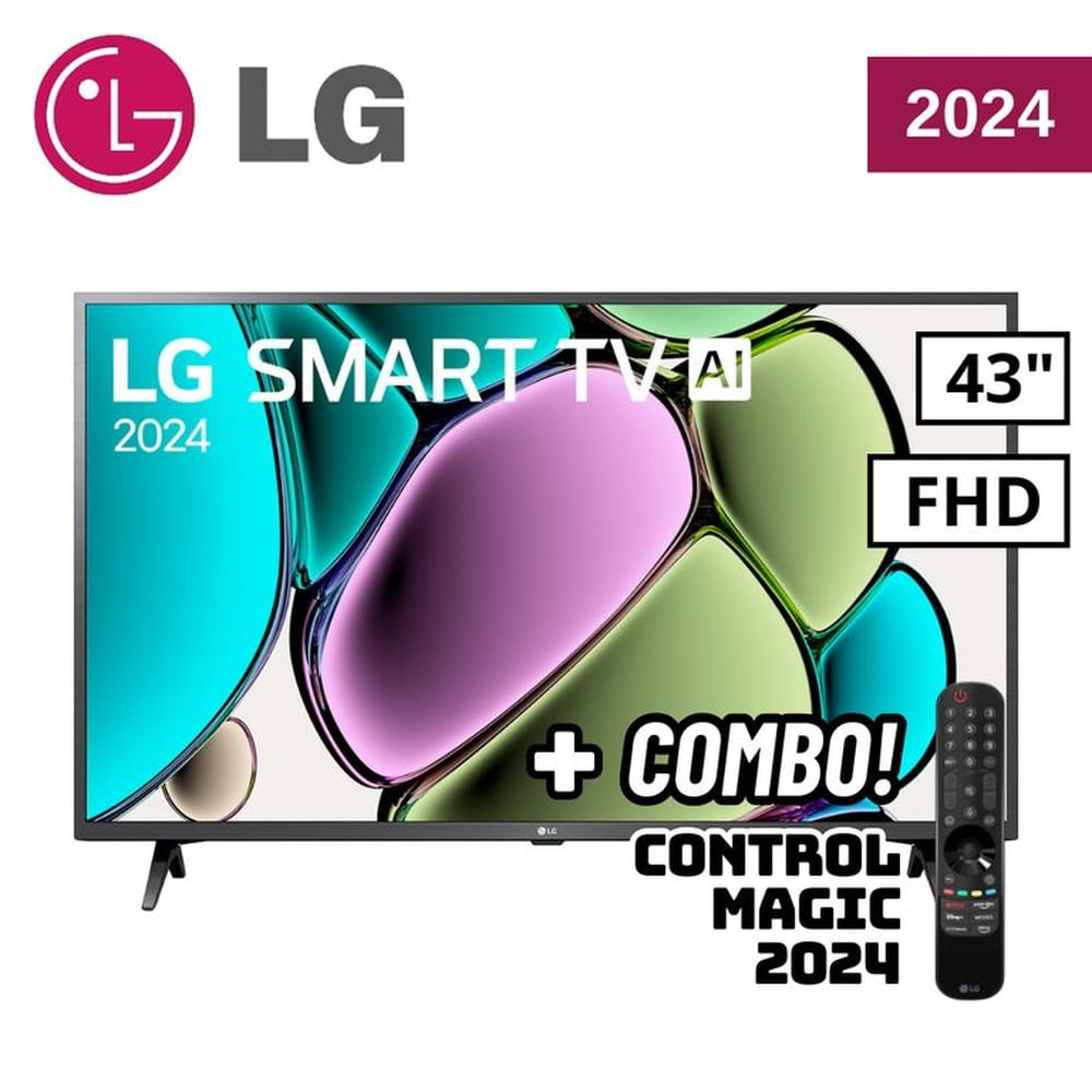 TELEVISOR LG 43 SMART TV THINQ AI WEBOS HUB FHD LED 2024 - 43LR6000PSA + CONTROL MAGIC 2024 Negro TELEVISOR LG 43 SMART TV THINQ AI WEBOS HUB FHD LED 2024 - 43LR6000PSA + CONTROL MAGIC 2024 Negro