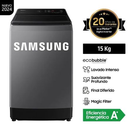 LAVADORA SAMSUNG ECOBUBBLE 15 KG CARGA SUPERIOR GRIS OSCURO - WA15CG5441BDPE Gris Oscuro