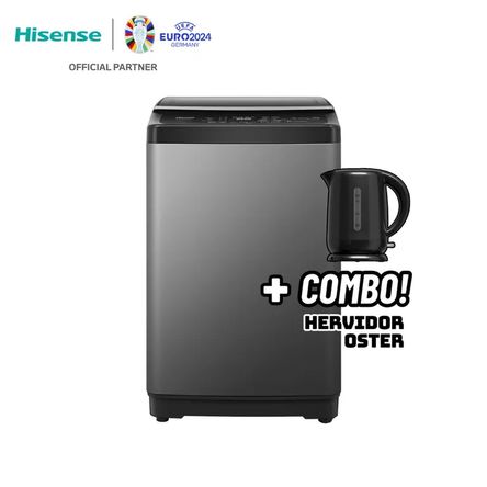 LAVADORA HISENSE SMART FUZZY 10KG CARGA SUPERIOR GRIS - WT3J1023UT + HERVIDOR OSTER NEGRO Gris
