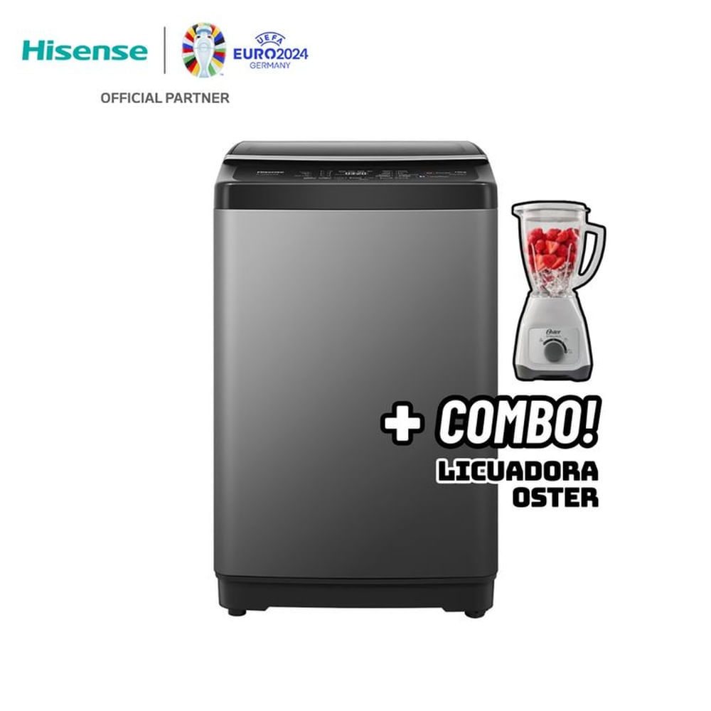 LAVADORA HISENSE SMART FUZZY 10KG CARGA SUPERIOR GRIS - WT3J1023UT + LICUADORA OSTER BLANCA
