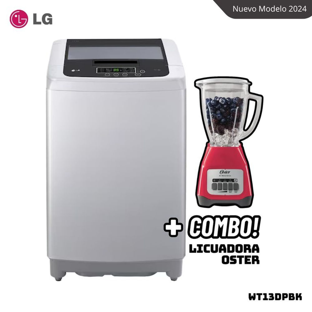 LAVADORA LG TURBODRUM 13 KG CARGA SUPERIOR GRIS - WT13DPBK + LICUADORA OSTER BLSTKAGMPB