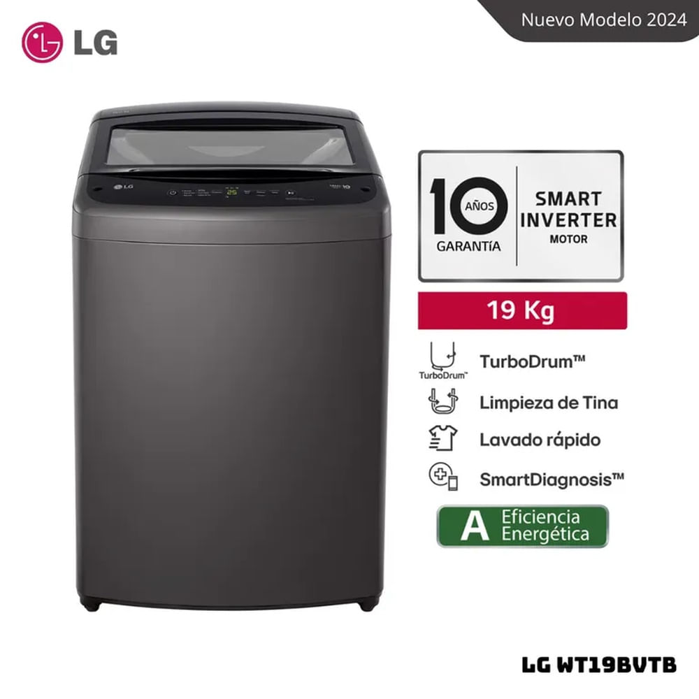 LAVADORA LG TURBODRUM 19 KG CARGA SUPERIOR NEGRO CLARO - WT19BVTB
