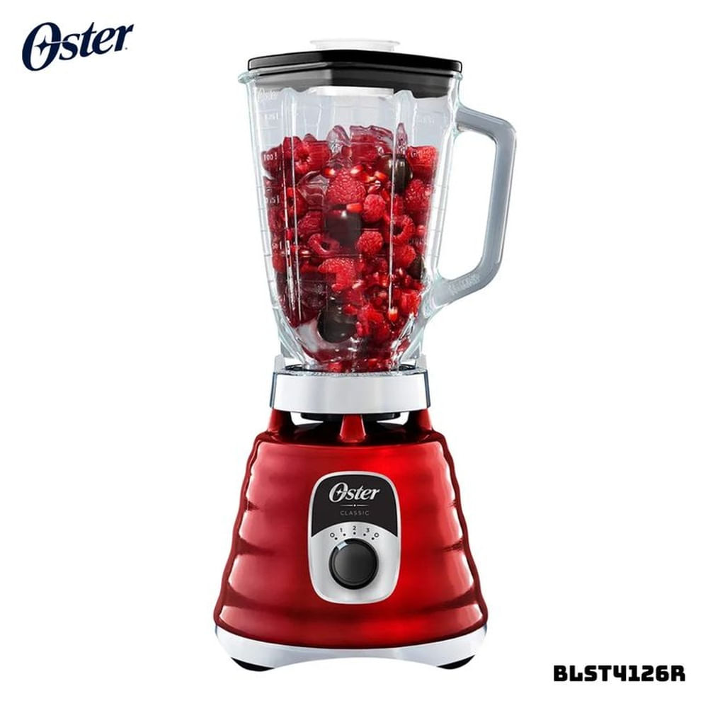 LICUADORA CLASICA OSTER 3 VELOCIDADES 1000W CROMADA ROJA - BLST4126R