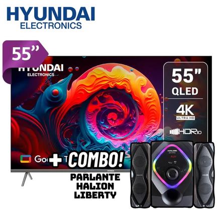 TELEVISOR HYUNDAI 55 QLED SMART TV GOOGLE TV 4K UHD - HYLED5529QG + PARLANTES HALION LIBERTY 2.1 Negro TELEVISOR HYUNDAI 55 QLED SMART TV GOOGLE TV 4K UHD - HYLED5529QG + PARLANTES HALION LIBERTY 2.1 Negro