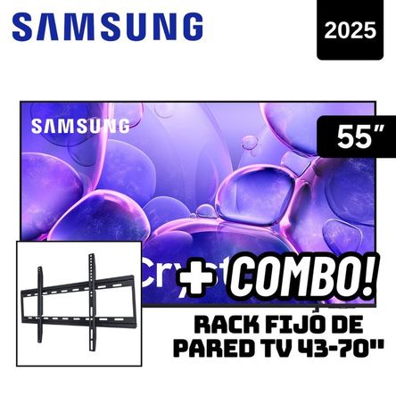 TELEVISOR SAMSUNG 55 SMART TV TIZEN OS 4K CRYSTAL UHD LED 2025 - UN55U8000FGXPE + RACK FIJO Titan Gray