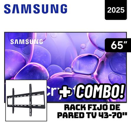TELEVISOR SAMSUNG 65 SMART TV TIZEN OS 4K CRYSTAL UHD LED 2025 - UN65U8000FGXPE + RACK FIJO Negro