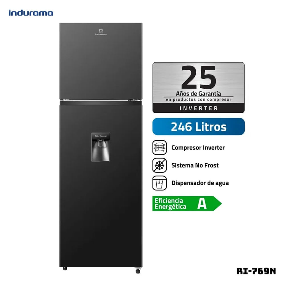 REFRIGERADORA INDURAMA 246 L TOP FREEZER NEGRO - RI-389DNI