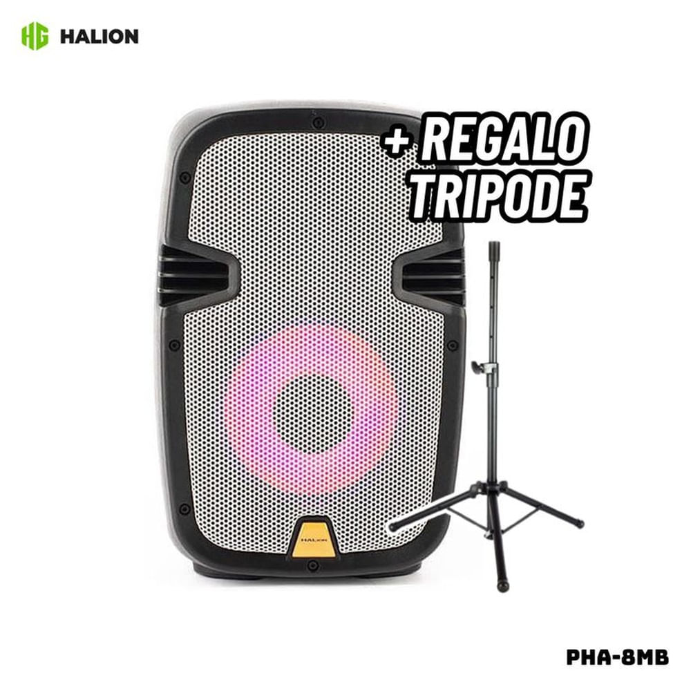 PARLANTE ACTIVO HALION 600W 1UHF MIC BATERIA - PHA-8MB + TRIPODE