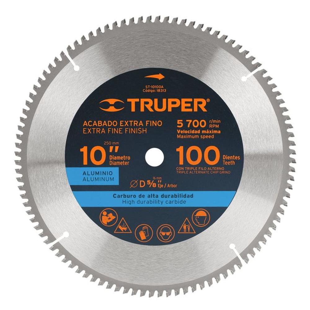 Disco sierra 10" para aluminio, 100 dientes centro 5/8"