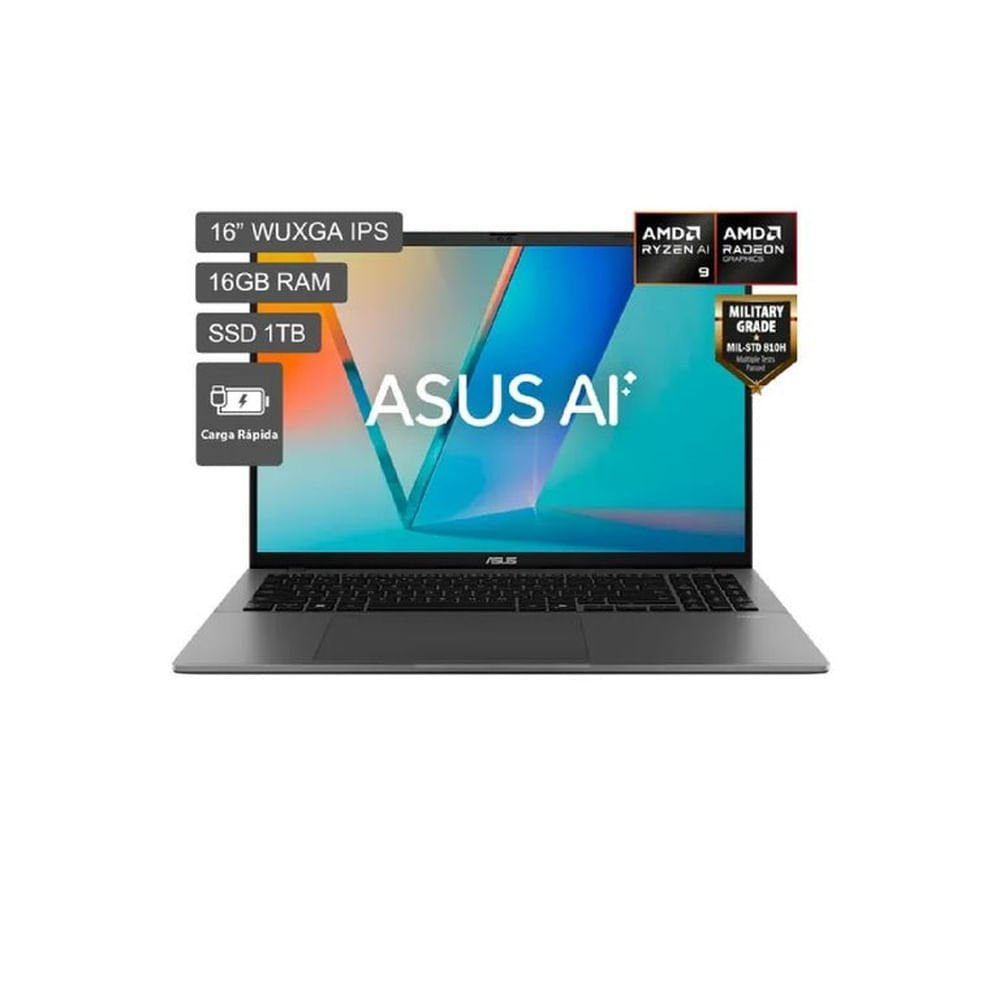 Laptop Asus Vivobook S16 M3607 16"" WUXGA, AMD Ryzen 9 270, 16GB DDR5, 1 TB SSD, Free DOS, Gris