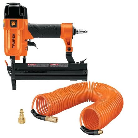 Kit engrapadora neumática calibre 18 manguera de aire 15m Truper Naranja Kit engrapadora neumática calibre 18 manguera de aire 15m Truper Naranja