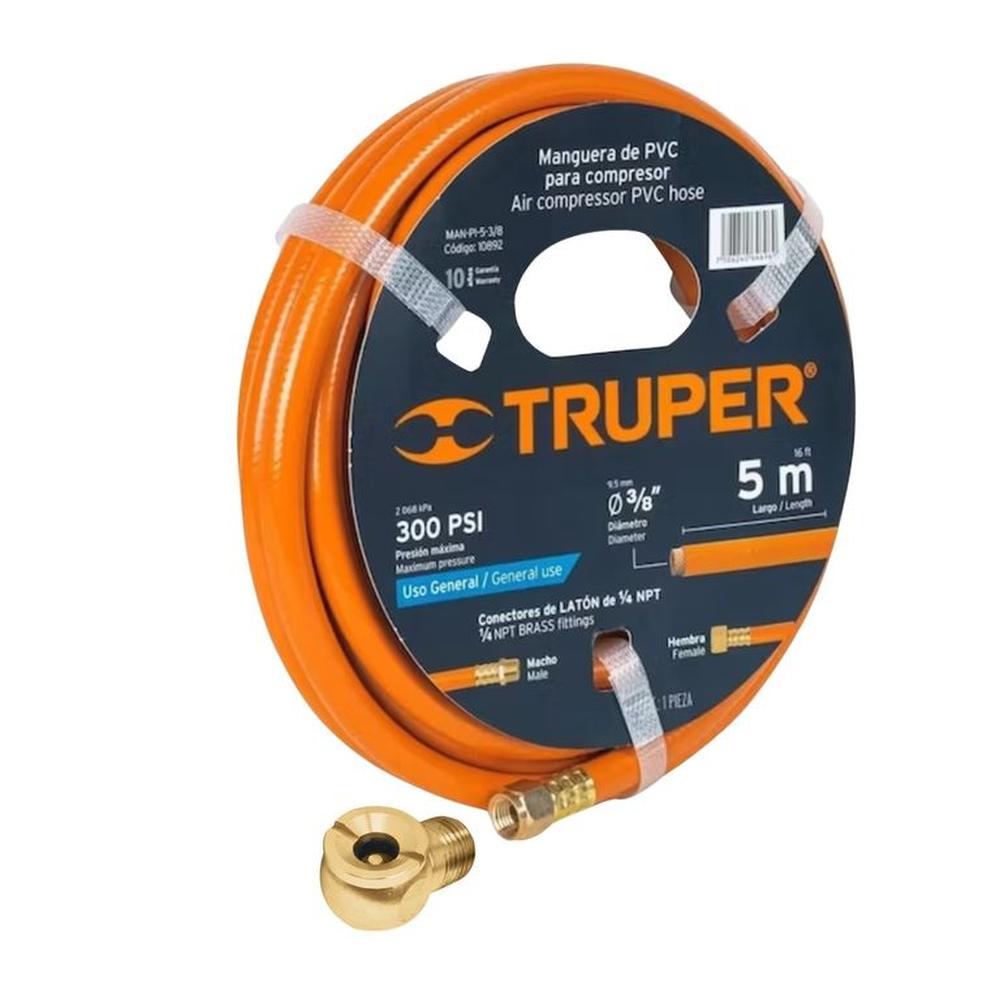 Manguera de aire 5m + Cabeza infladora de llantas macho cuerda 14 Naranja Manguera de aire 5m + Cabeza infladora de llantas macho cuerda 14 Naranja