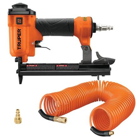 Kit engrapadora neumática calibre 22 Profesional manguera de aire 15m Naranja Kit engrapadora neumática calibre 22 Profesional manguera de aire 15m Naranja