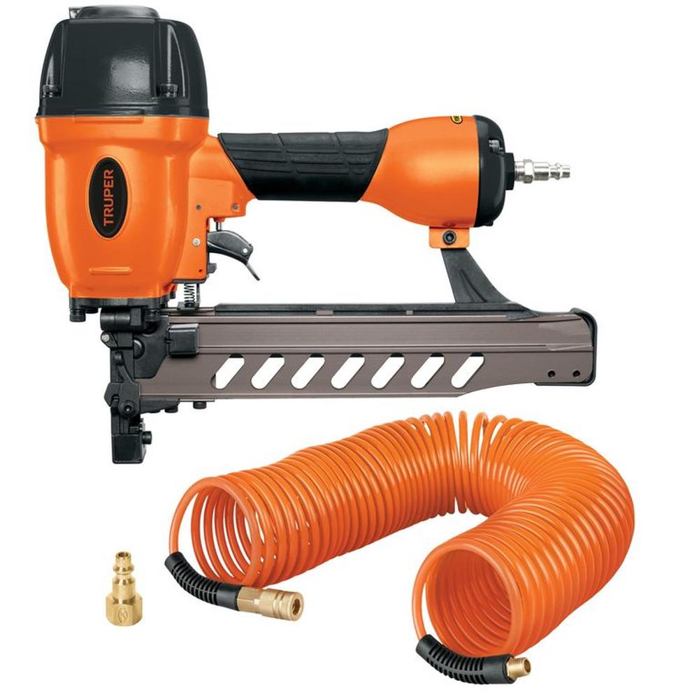 Kit Engrapadora neumática calibre 16 profesional manguera de aire 15m Naranja Kit Engrapadora neumática calibre 16 profesional manguera de aire 15m Naranja