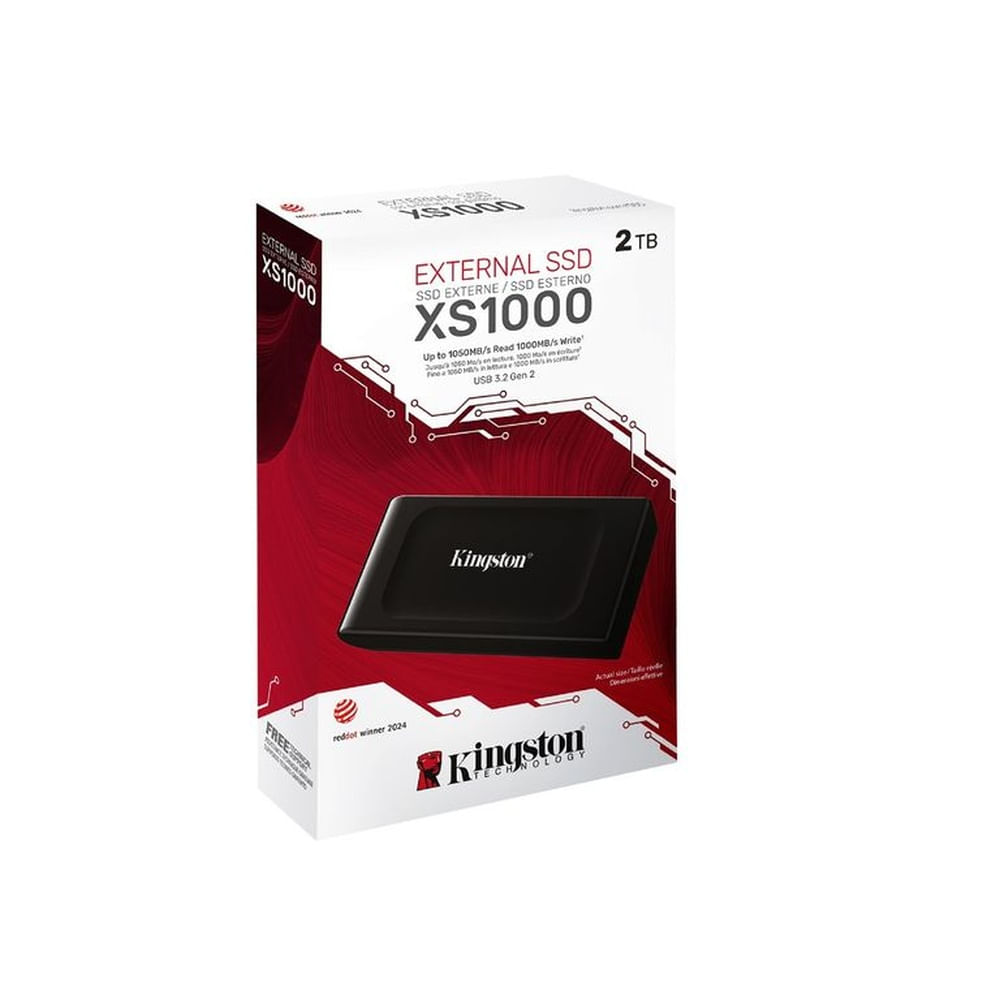 Disco duro externo SSD Kingston XS1000 2TB USB 32 Negro