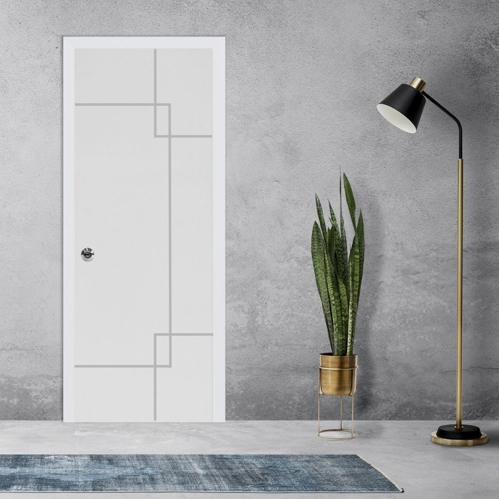 Puerta Ariana Prepintada 40x750x2070mm + Bisagra + Kit Instalación Ares