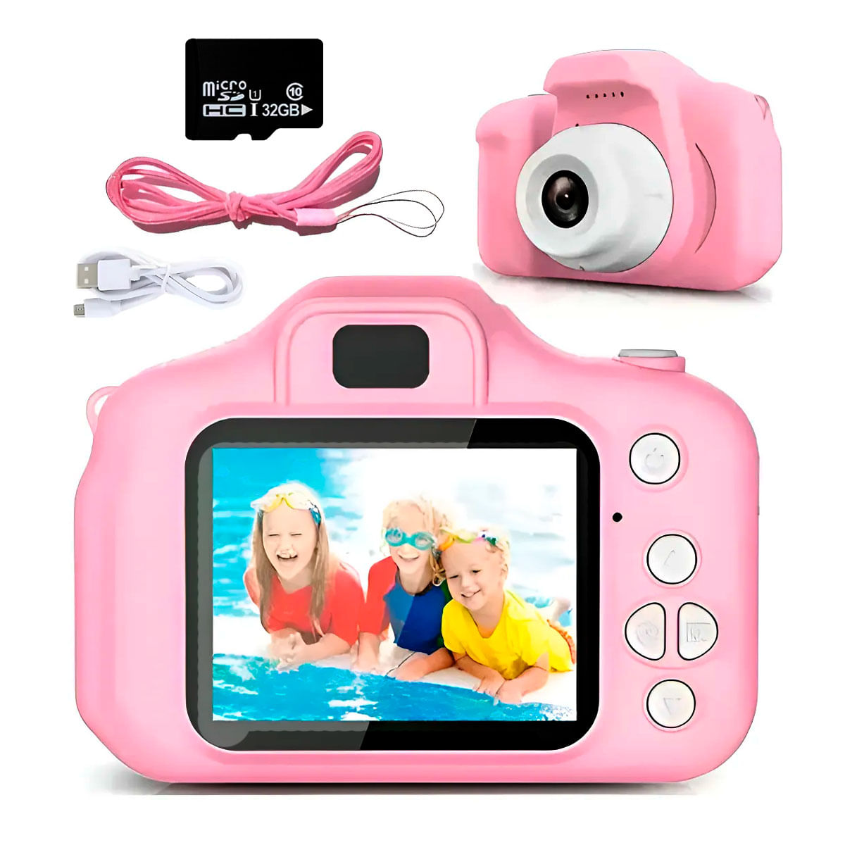 Camara Digital para Niños con Memoria de 32GB Rosado