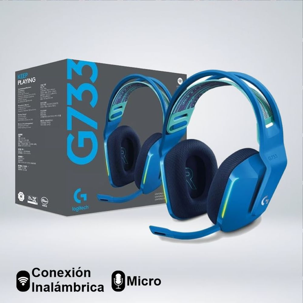 AUDIFONO GAMER G733 RGB LGHTSPEED WIRELESS SONIDO 7.1 BLUEVOICE
