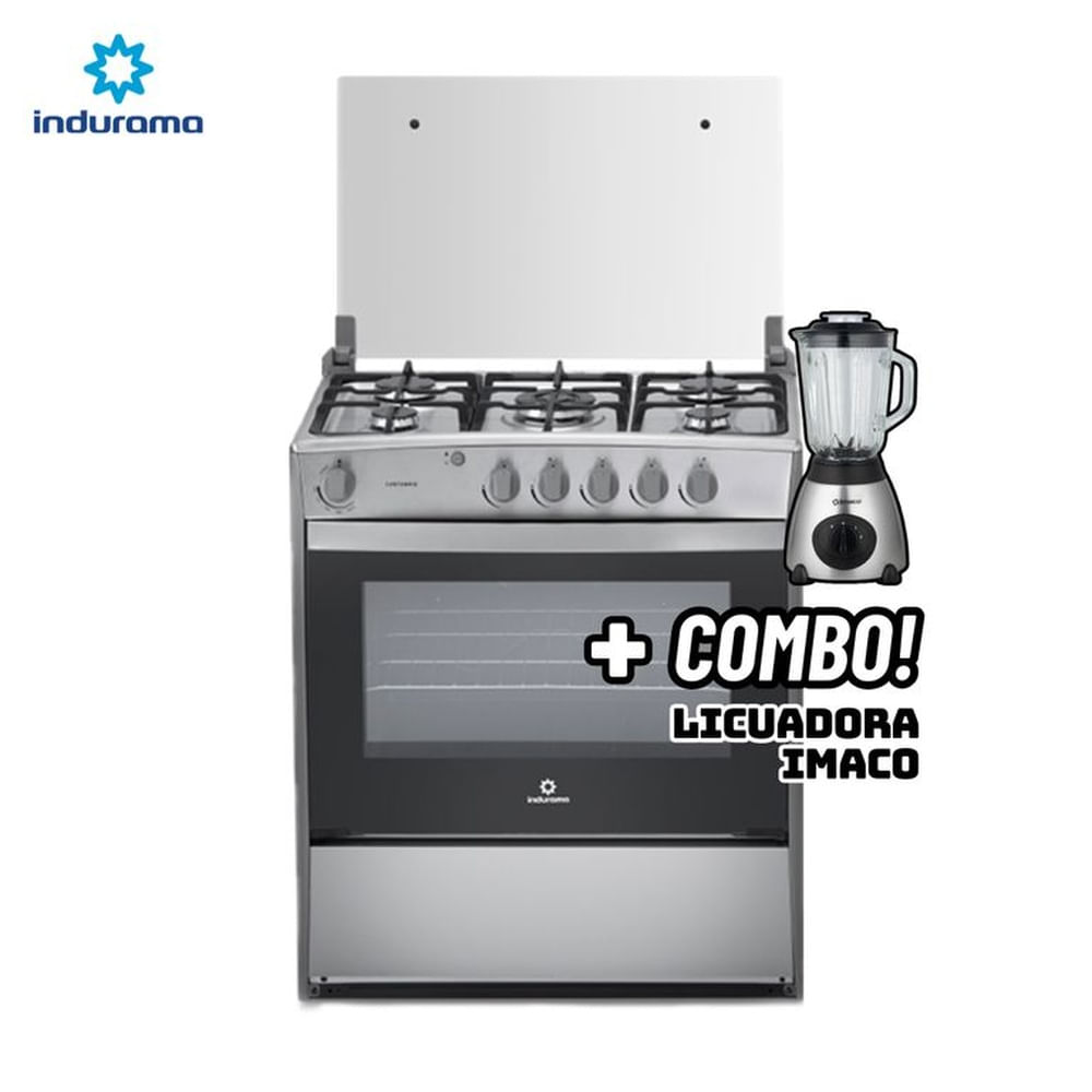 COCINA DE PIE INDURAMA A GAS 5 HORNILLAS CROMA - CANTABRIA + LICUADORA IMACO