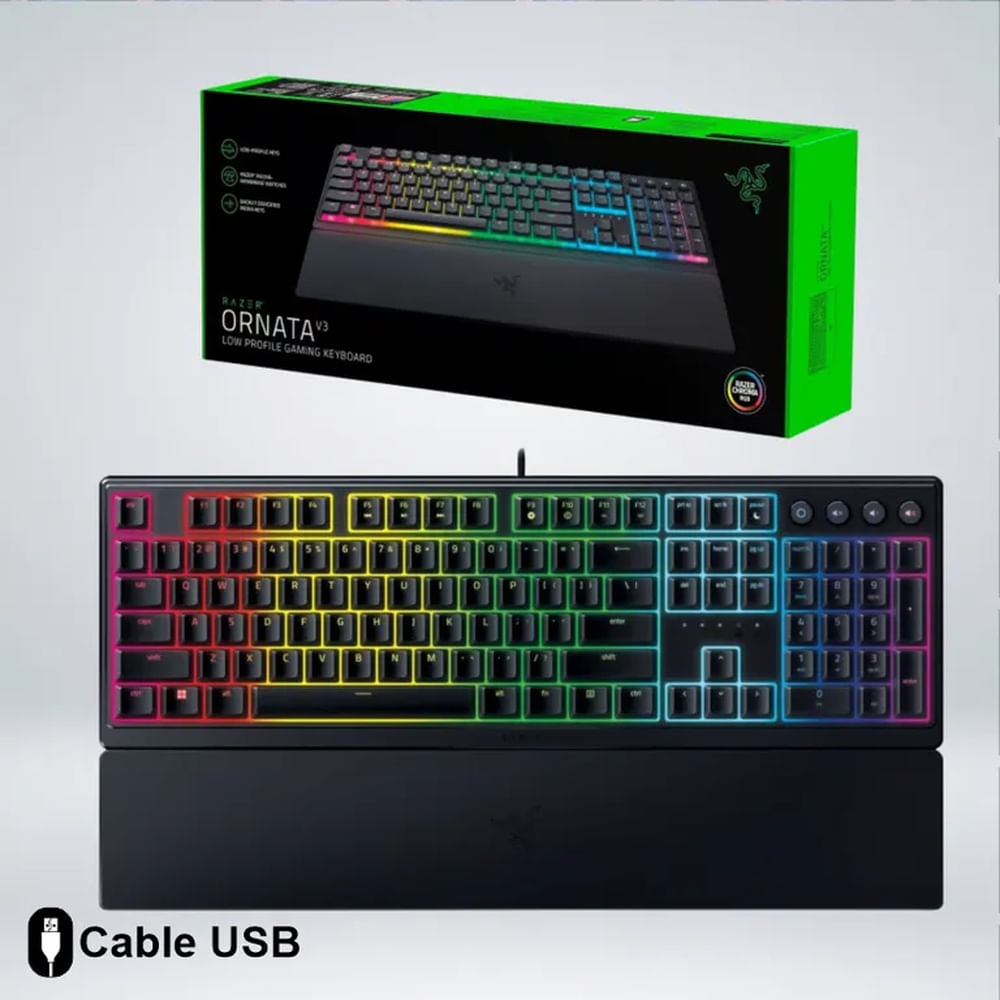 TECLADO GAMER RAZER ORNATA V3 RGB LOW PROFILE TECLAS MULTIMEDIA