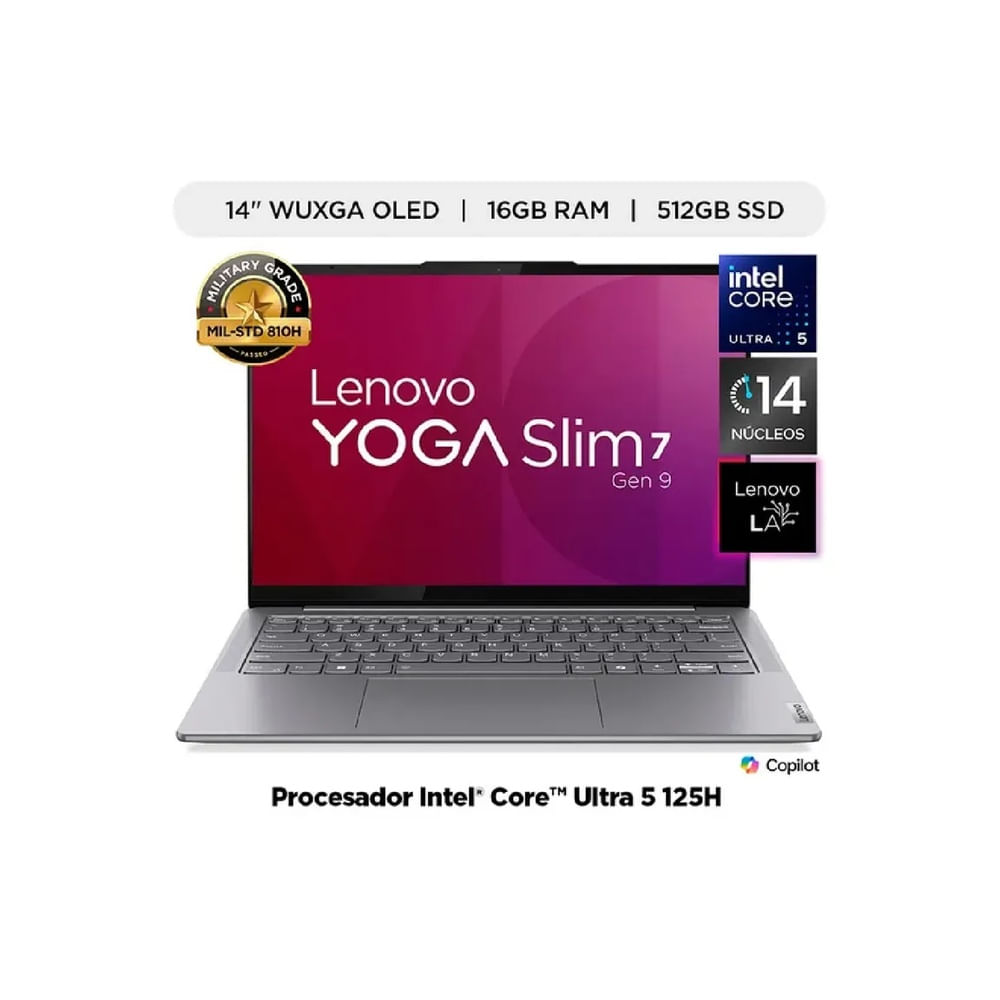 Lenovo Yoga Slim 7 14IMH9 14"" WUXGA OLED Intel Ultra 5 125H 16GB LPDDR5 512GB SSD Free DOS Gris