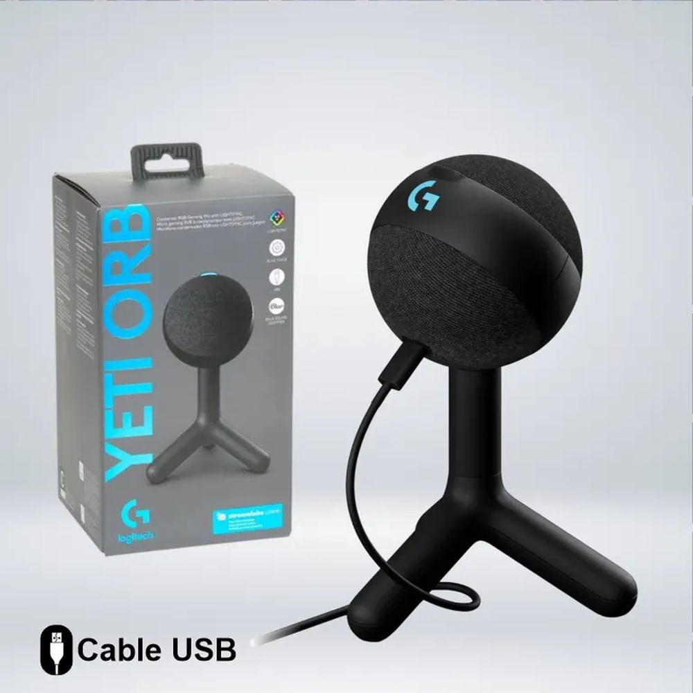 MICROFONO LOGITECH YETI ORB RGB LIGHTSYNC PLUG AND PLAY USB