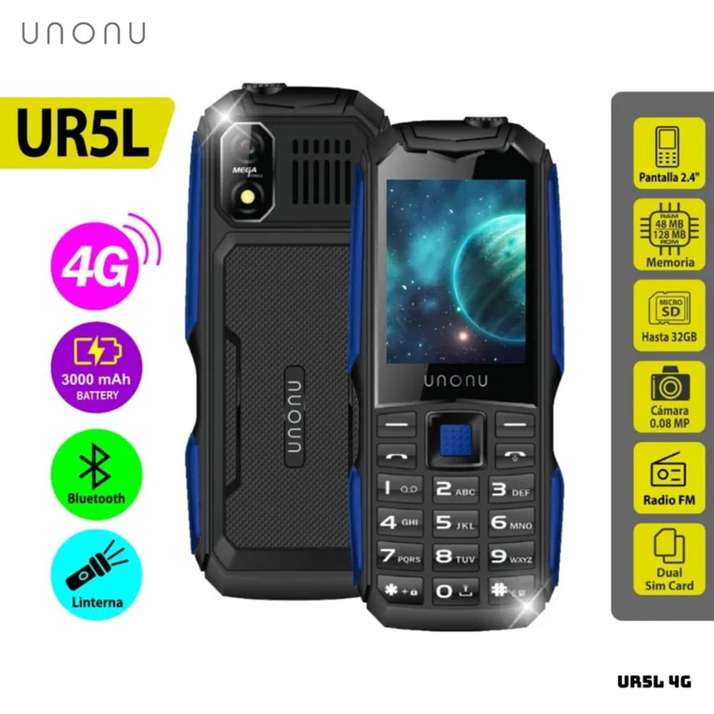 CELULAR BASICO UNONU UR5L 4G DUAL SIM - AZUL