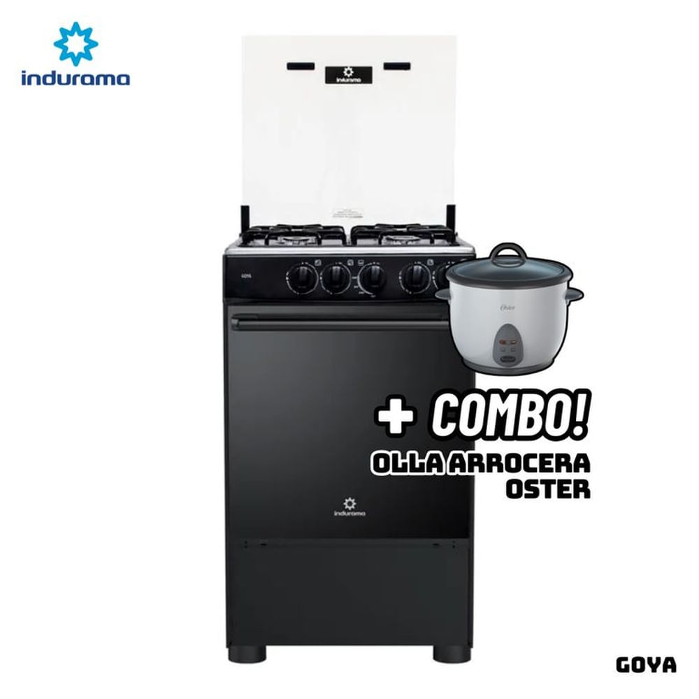 COCINA DE PIE INDURAMA A GAS 4 HORNILLAS - GOYA + ARROCERA OSTER BLANCA