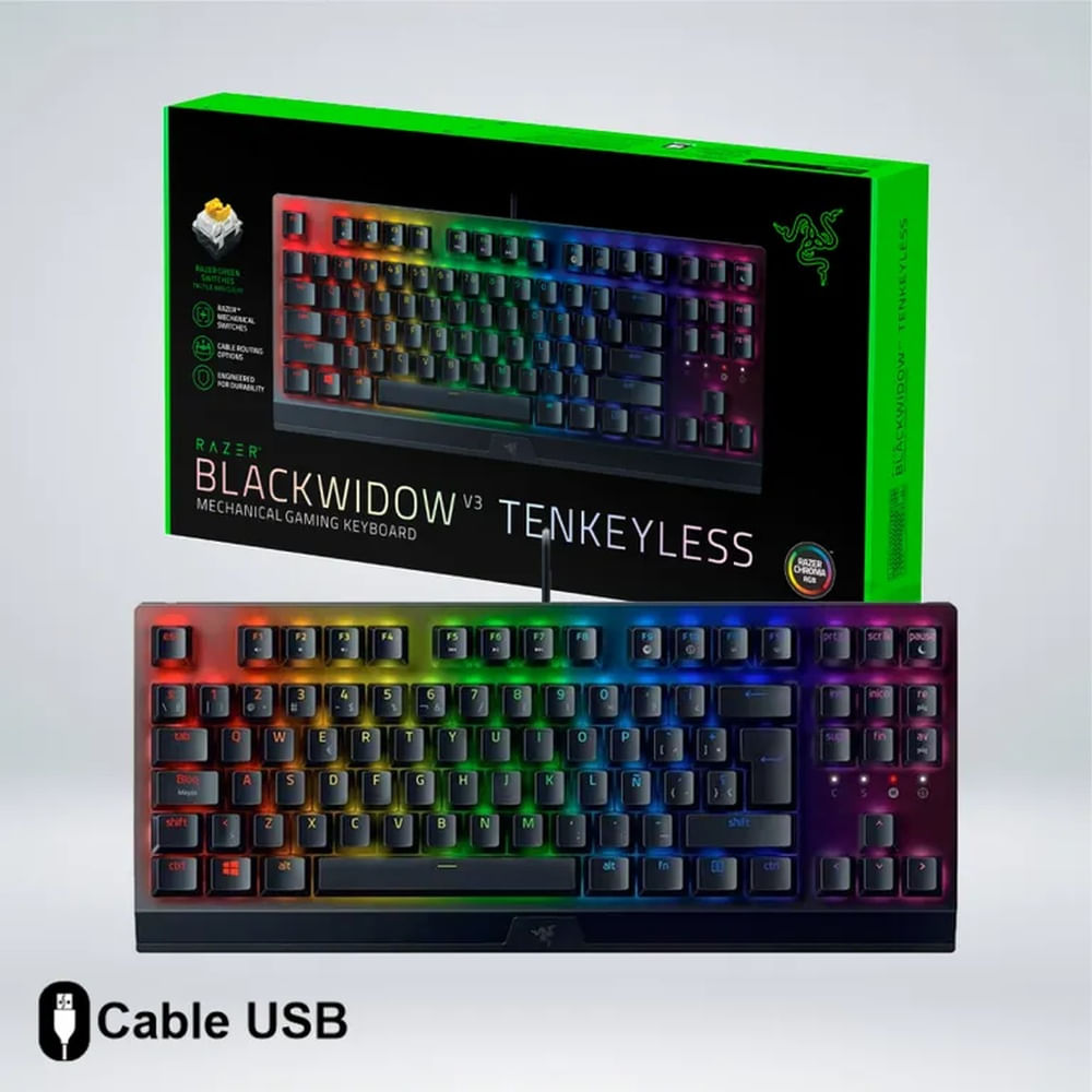 TECLADO GAMER RAZER BLACKWIDOW V3 TKL RGB SWITCH GREEN