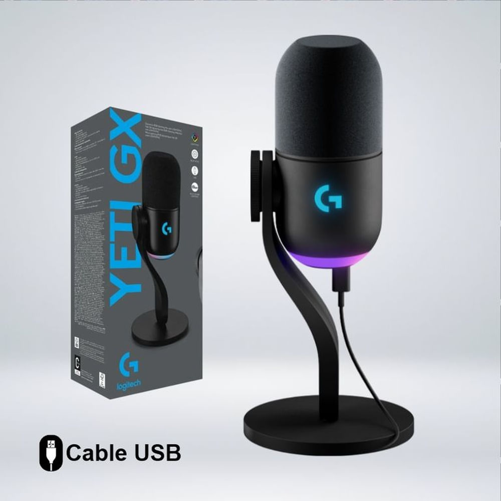 MICROFONO DINAMICO LOGITECH YETI GX RGB LIGHTSYNC STREAMIMG BLUE VOICE