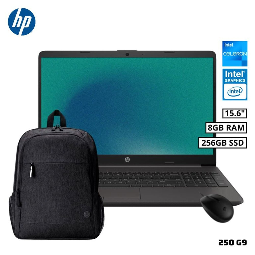 LAPTOP HP 250 G9 15.6 HD INTEL CELERON N4500 8GB RAM 256GB SSD