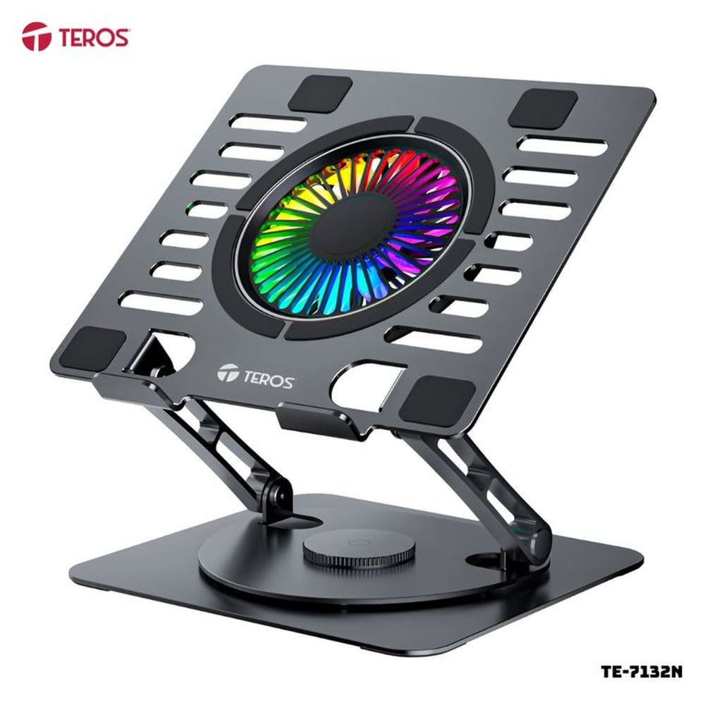 COOLER TEROS PARA LAPTOP CHASIS DE ALUMINIO VENTILADOR RGB - TE-7132N