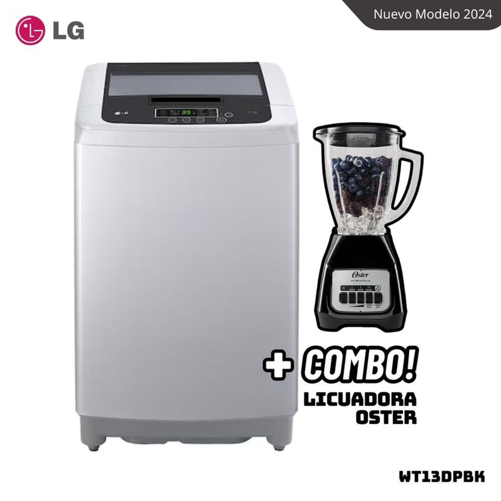 LAVADORA LG TURBODRUM 13 KG CARGA SUPERIOR GRIS - WT13DPBK + LICUADORA OSTER BLSTKAGBPB