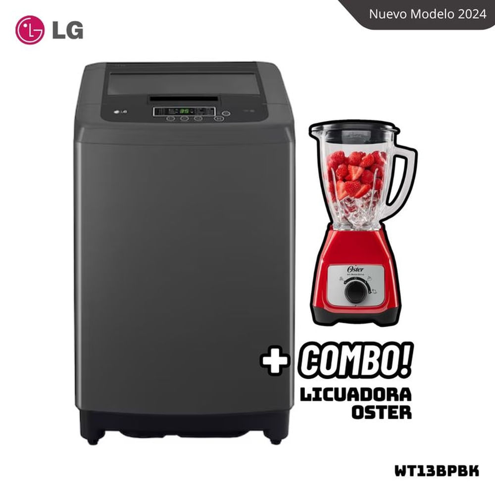 LAVADORA LG TURBODRUM 13 KG CARGA SUPERIOR NEGRO CLARO - WT13BPBK + LICUADORA OSTER BLSTKAGRRD