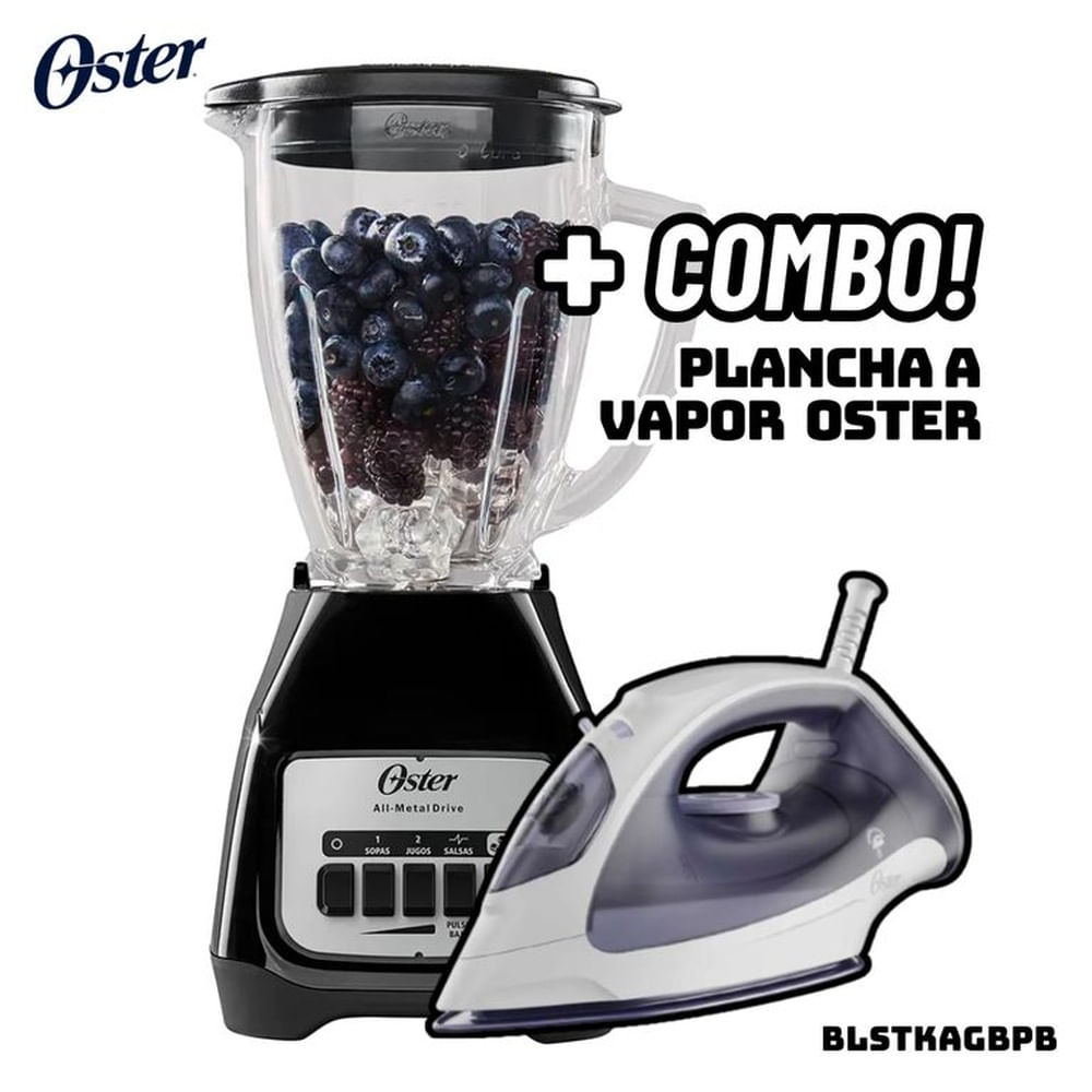 LICUADORA OSTER 2 VELOCIDADES 800W NEGRA - BLSTKAGBPB + PLANCHA OSTER
