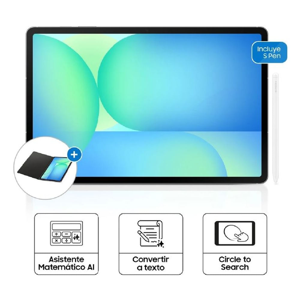 Tablet Samsung Galaxy Tab S10 FE+ SM-X620 13.1 WiFi 8GB 128GB S-Pen Gris, Incluye Cover original