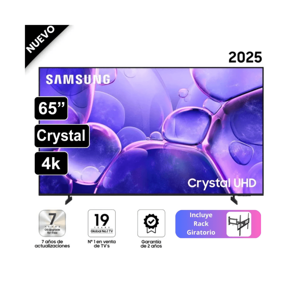 Televisor Samsung Smart TV 65Crystal UHD 4K UN65U8000FGXPE Con RackGiratorio