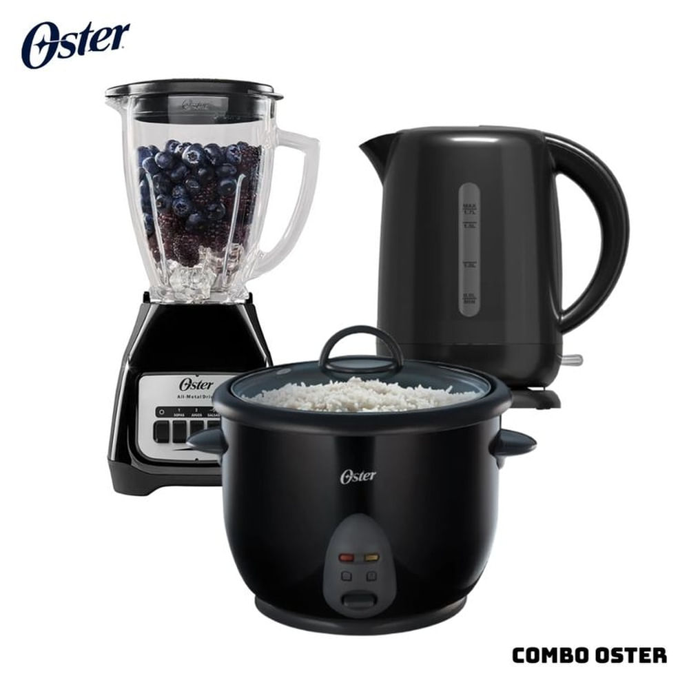 COMBO OSTER ARROCERA + HERVIDOR + LICUADORA - NEGRO