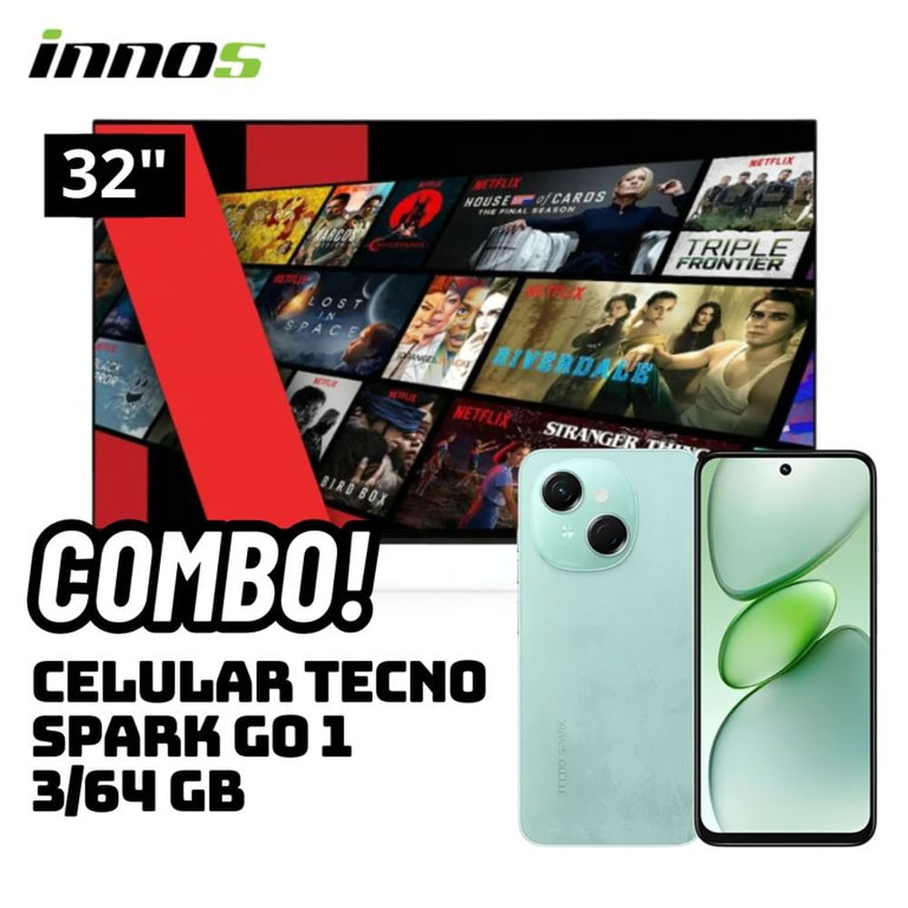 TELEVISOR INNOS 32 SMART TV ANDROID TV HD LED - S3201KU + CELULAR TECNO SPARK GO 1 3/64 GB VERDE