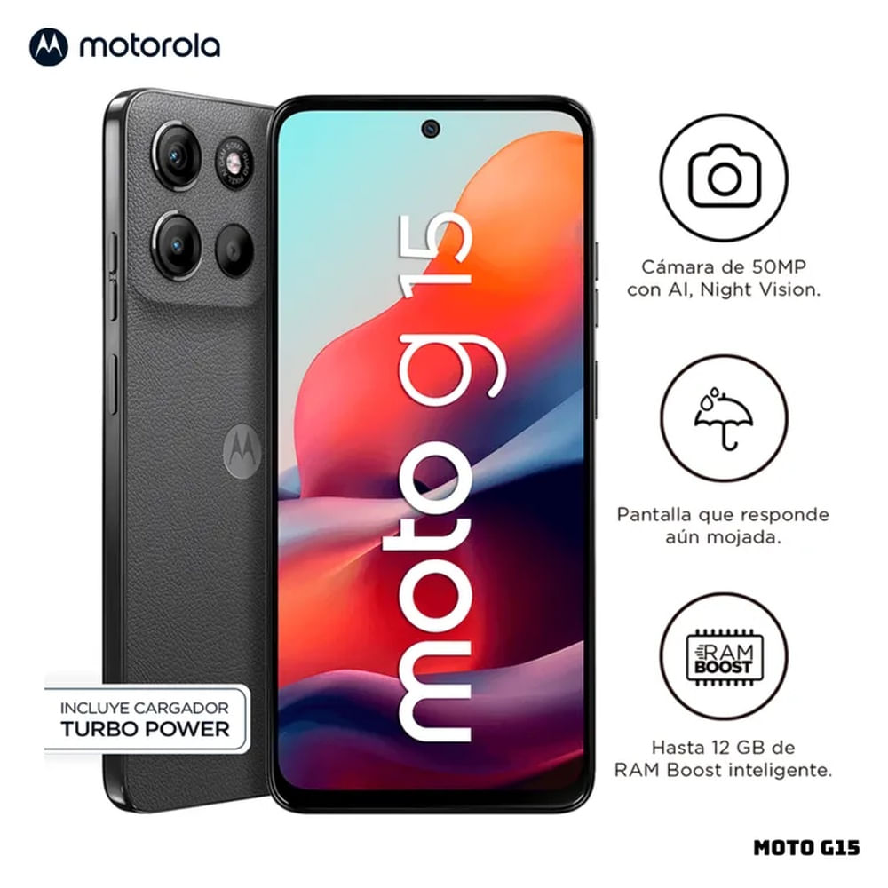 CELULAR MOTOROLA MOTO G15 4GB RAM 128GB ROM - GRIS