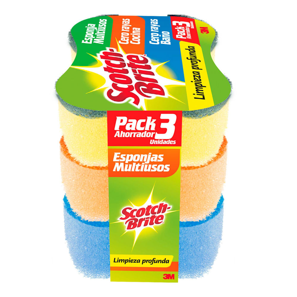 Tripack Esponja Scotch Brite De CR Cocina 2En1 CR Baño