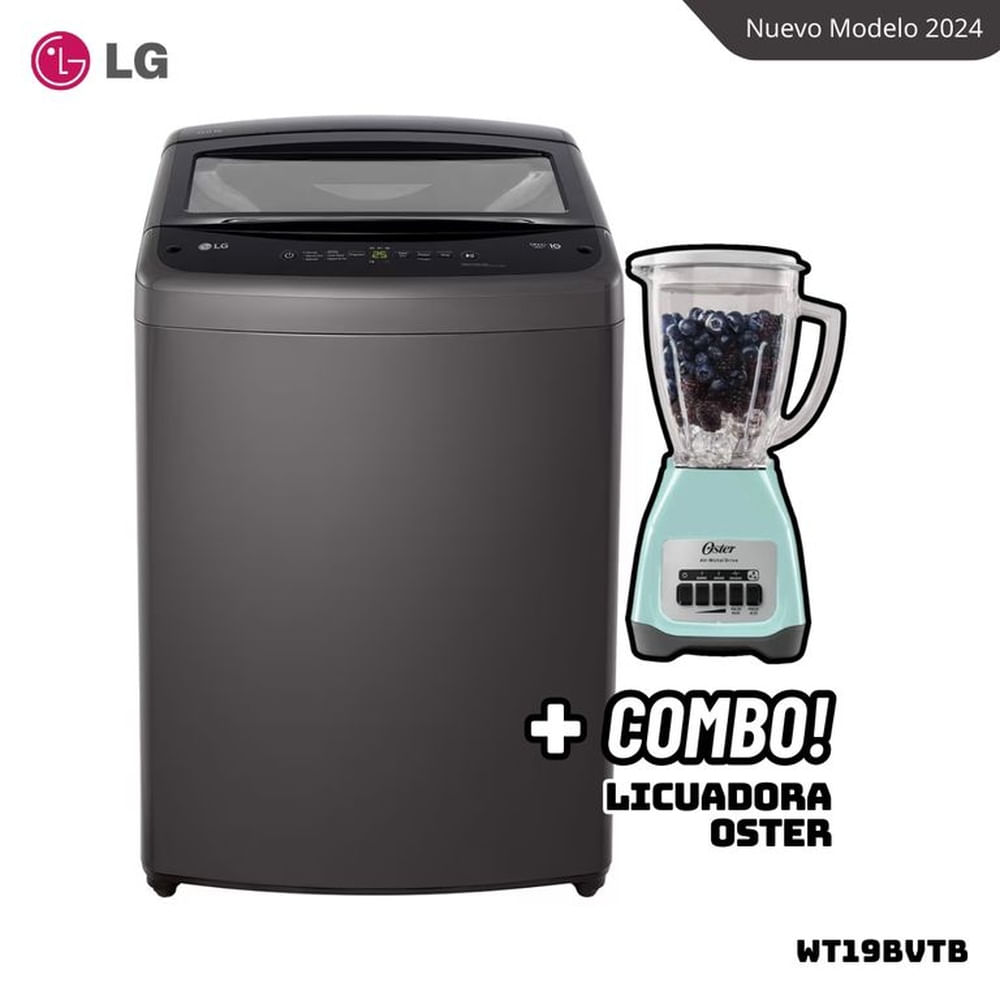 LAVADORA LG TURBODRUM 19 KG CARGA SUPERIOR NEGRO CLARO - WT19BVTB + LICUADORA OSTER BLSTKAGVPB