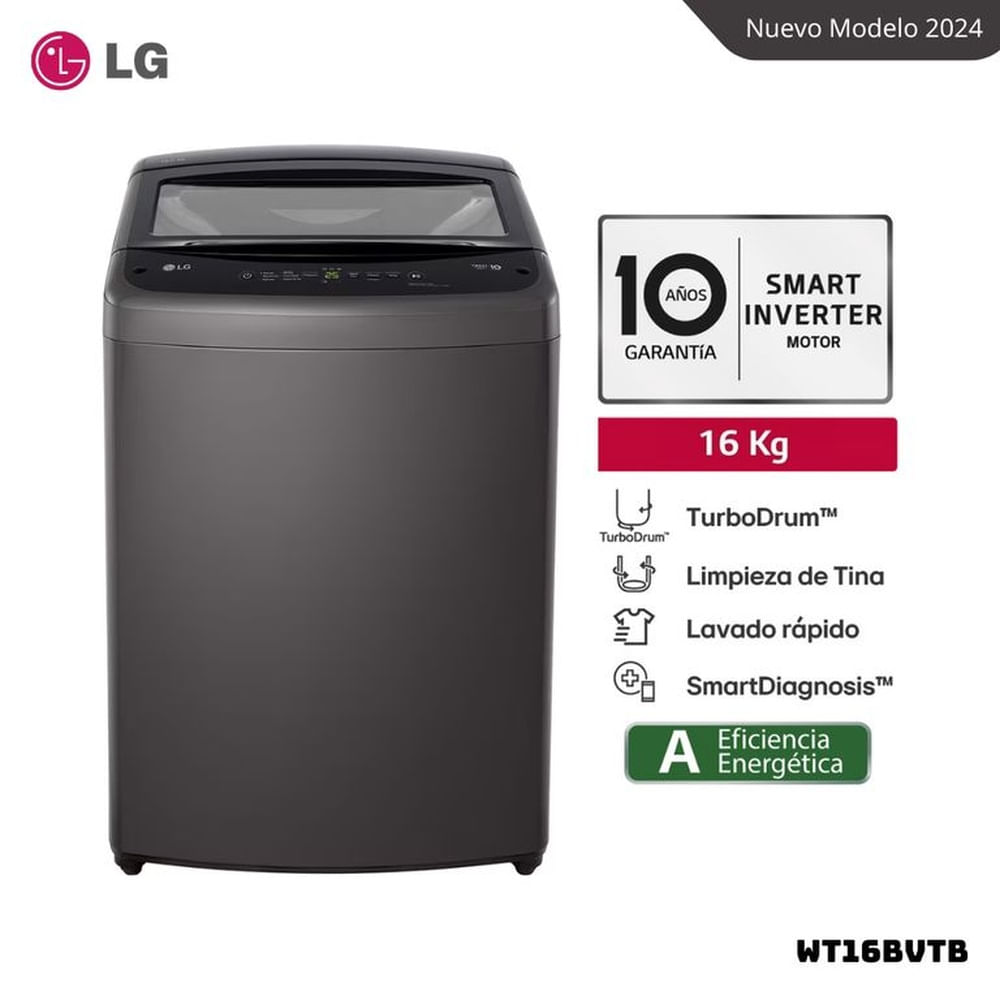 LAVADORA LG TURBODRUM 16KG CARGA SUPERIOR NEGRO CLARO - WT16BVTB