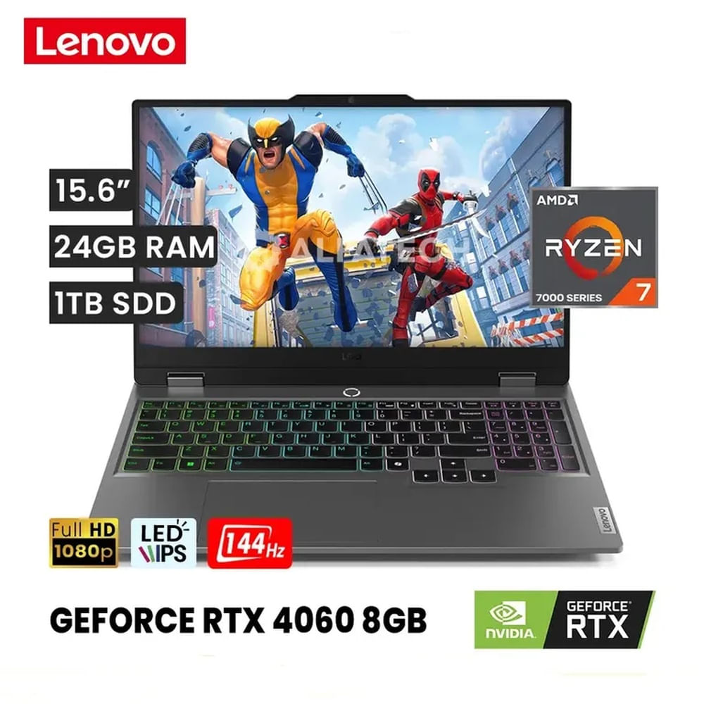 Lenovo LOQ 15ARP9 15.6'' FHD AMD Ryzen 7 7435HS 24GB DDR5 1TB SSD RTX 4060 8GB GDDR6 Free DOS