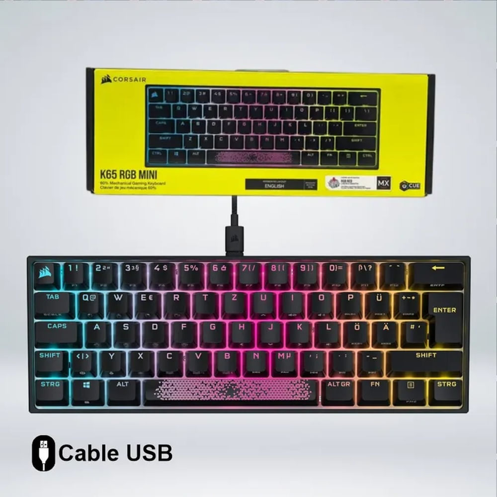 TECLADO GAMER CORSAIR K65 RGB MINI 60 % SWITCHES CHERRY MX SPEED